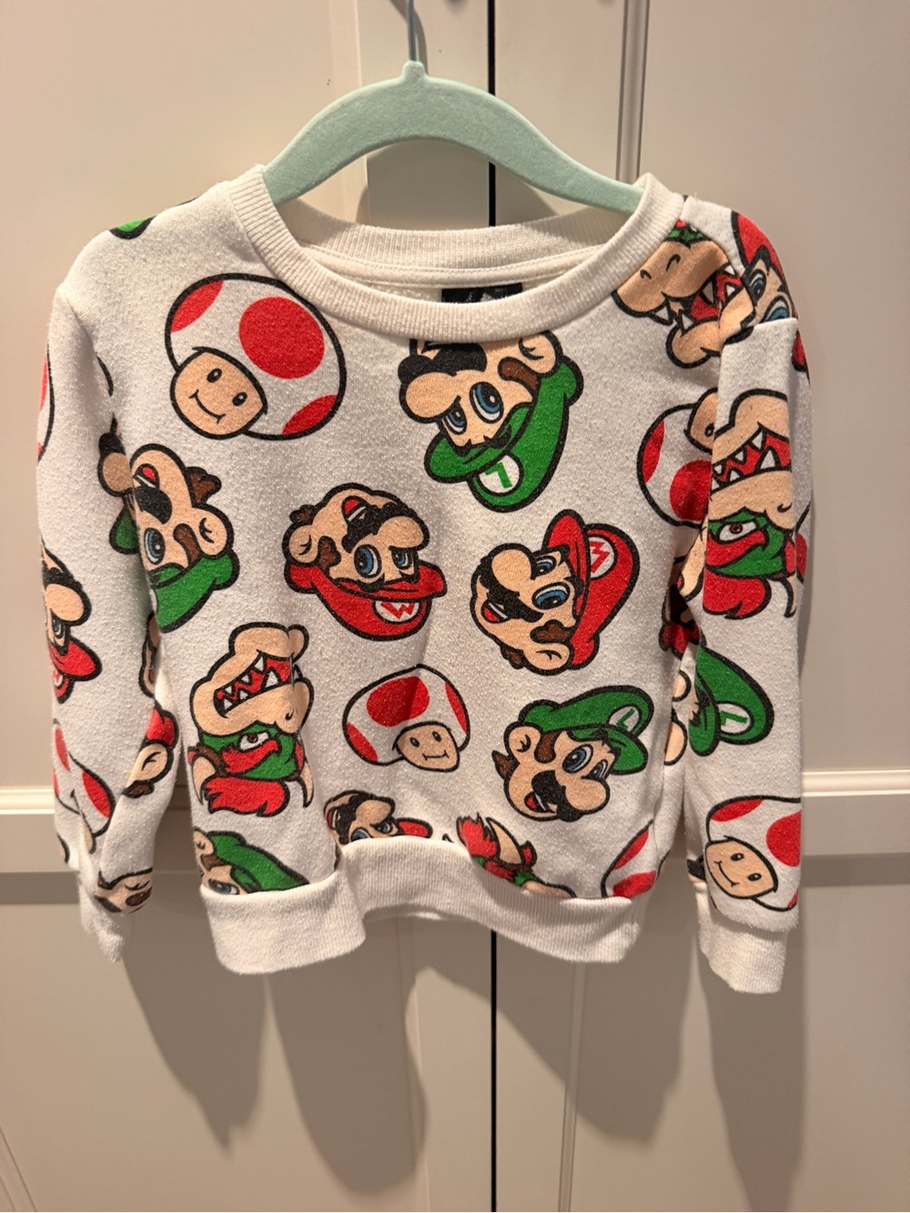 White Kids Character Print Crewneck Sweater